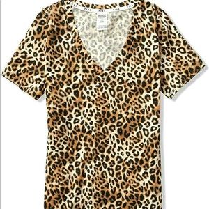 Victoria Secret Pink Medium V-Neck Leopard Shirt